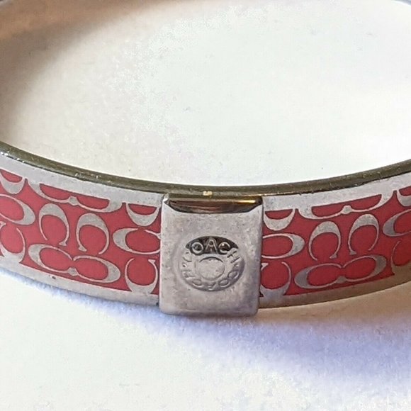 Bright Pink and Silver tone Coach Bracelet - Picture 1 of 3
